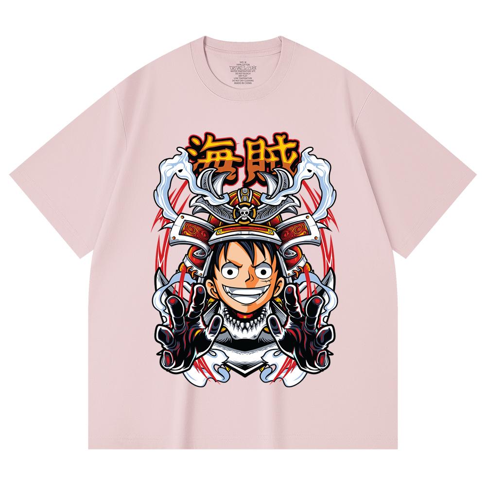 230 Gsm 100% Cotton One Piece V70 Luffy Samurai Print Unisex Heavy Cotton T Shirt