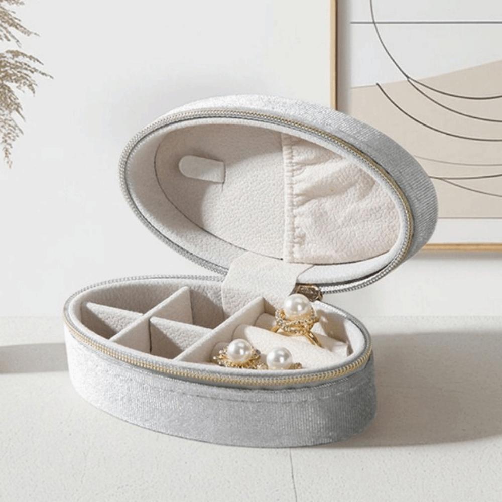 Divided Compartments Velvet Jewelry Display Box Portable Travel Jewelry Case Daily Use