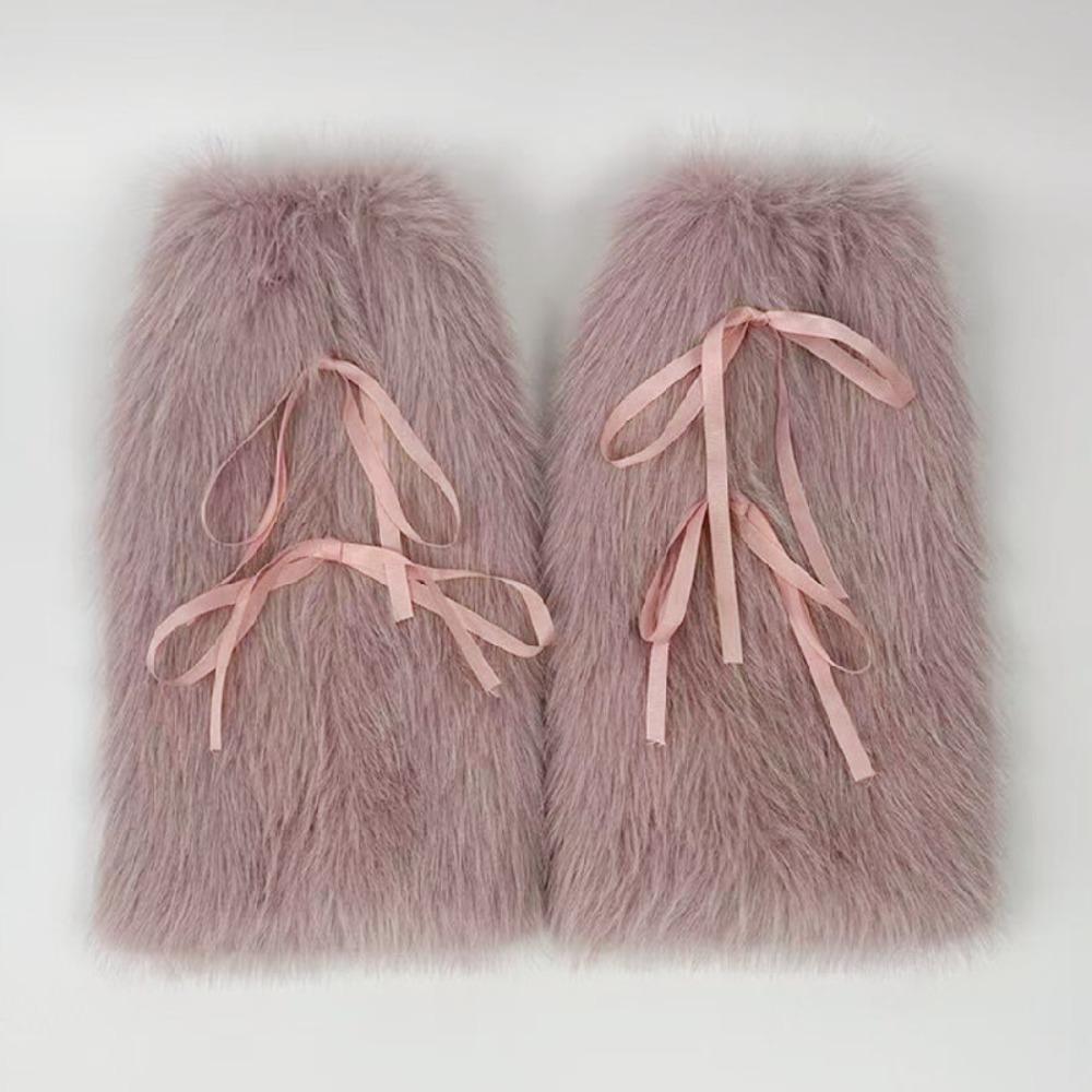 

JK Furry Leg Warmers Faux Fur Women s Plush Stockings Solid Color Boot Cover Fall Winter рожевий