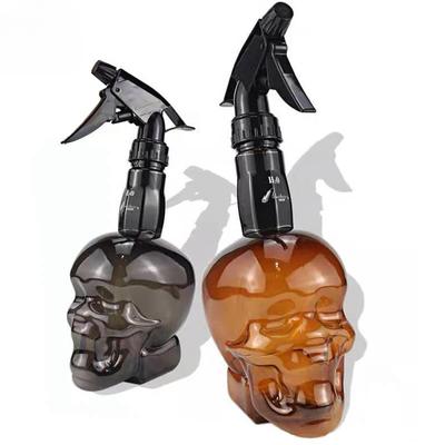 Garrafa recarregável de 500 ml, grande capacidade, design de cabeça de caveira, cabeleireiro, spray contínuo, salão, ferramentas de corte de cabelo, acessórios