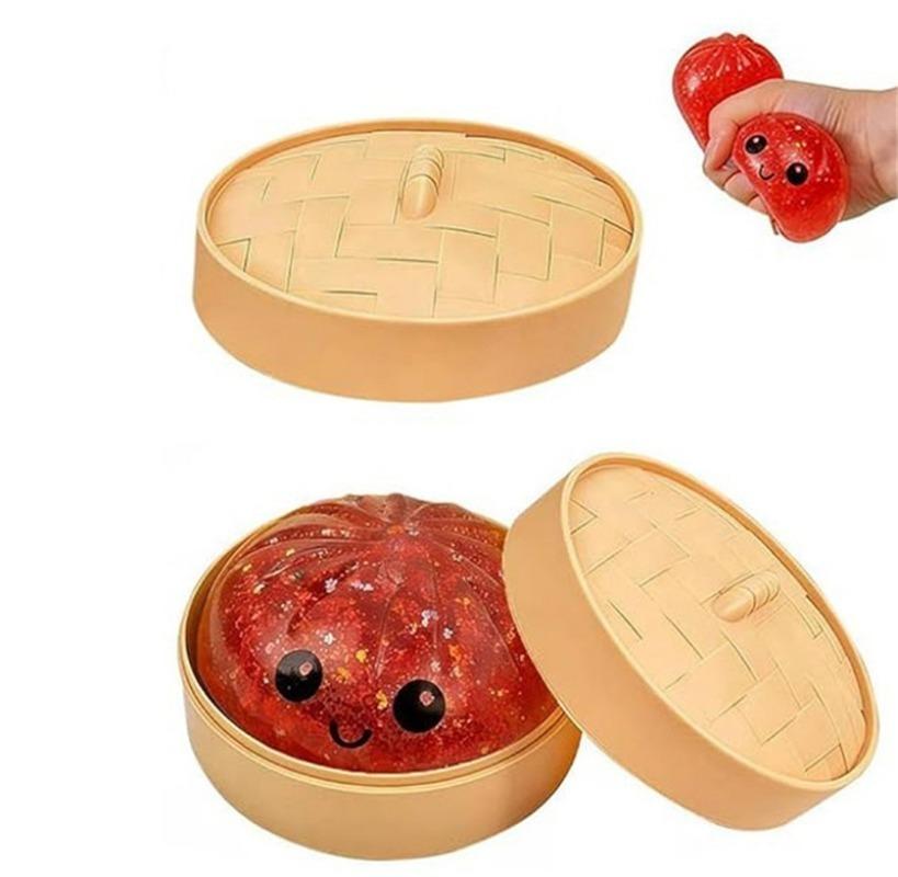 Juguete de Peluche de Bollo al Vapor de Caja Sorpresa con Caja Bolas Suaves Sensoriales para Apretar para Niños Adultos Juguete para Aliviar el Estrés