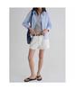 8SECONDS Striped Collared Neck Shirt Blouse Sky Blue