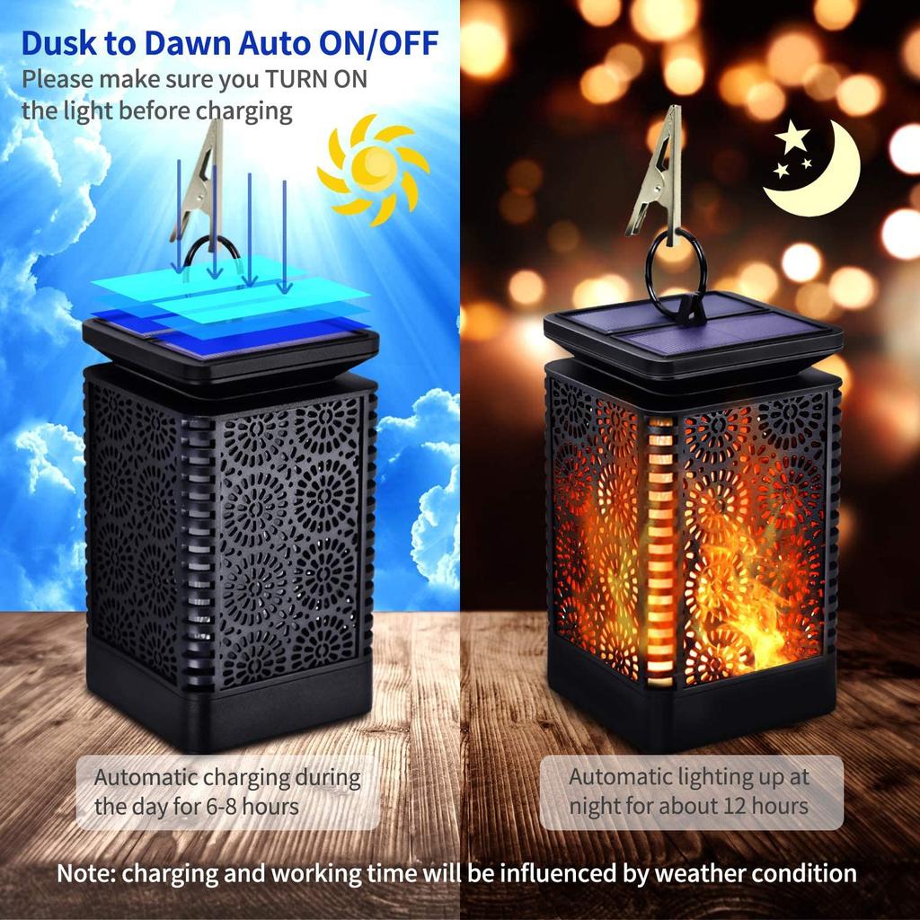 Solar Lantern Light Outdoor Waterproof LED Garden Pathway Camping Lawn Atmosphere Flame Lamp Terrace Yard Decor Landscape Lights