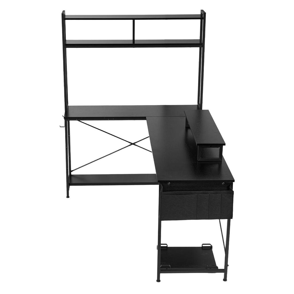 L-Shaped Computer Desk, 1.7m Reversible Corner Gaming Desk with Monitor Stand & Movable CPU Stand, Modern Stylish PC Table Sturdy Work Workstation for