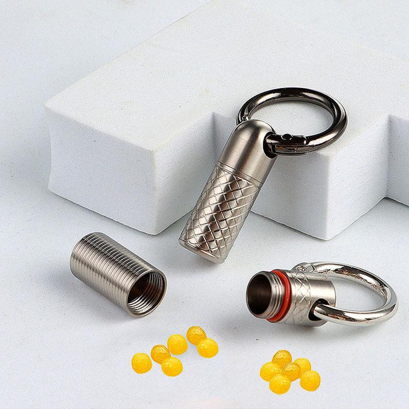 Waterproof Capsule Travel EDC with Necklace Portable Titanium Alloy Mini Medicine Seal Bottle Outdoor Survival Pocket Pill Box