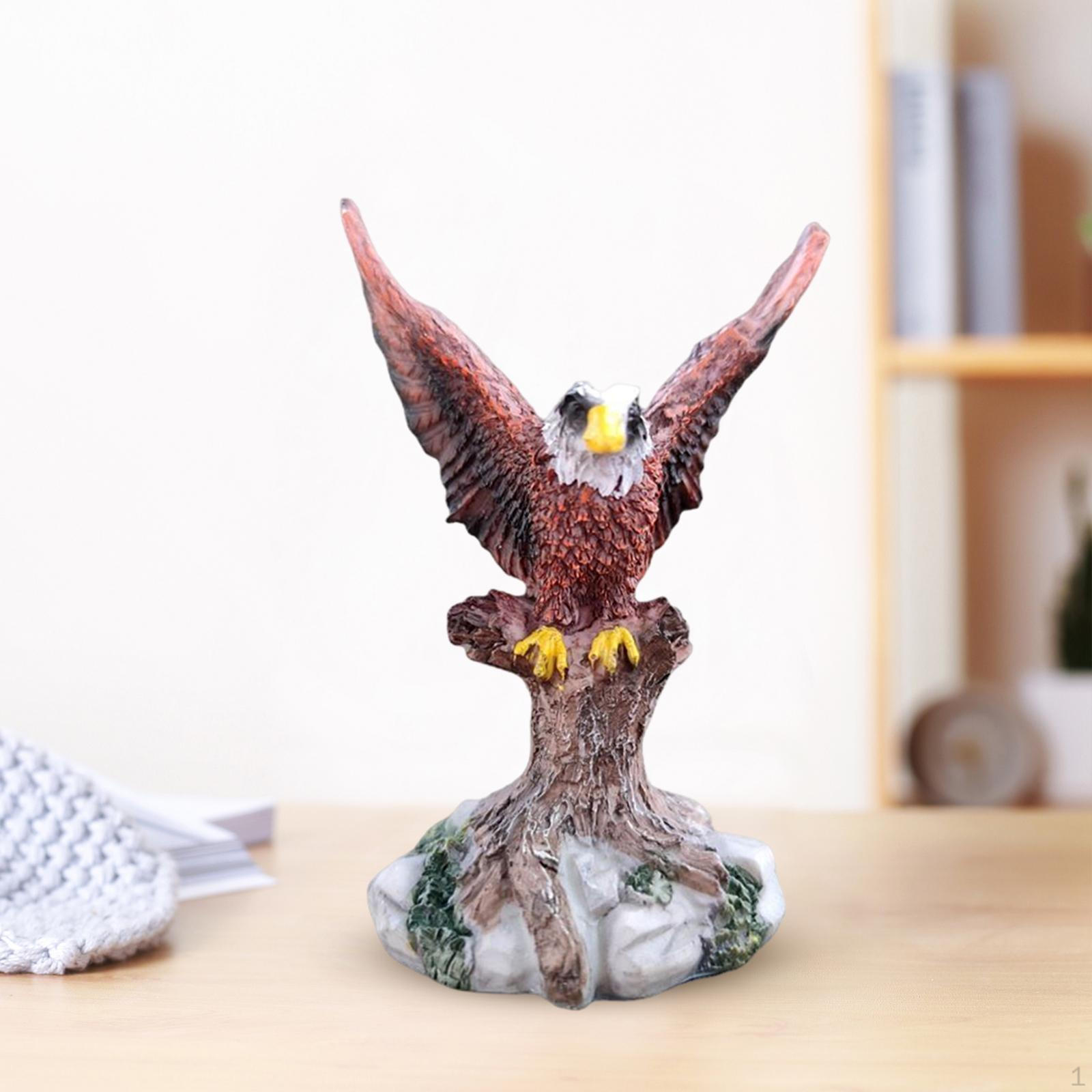 Resin Bald Eagle Sculptures Shelf Ornaments for Office Study Room Size 9x7.5x13cm Home Furnishing