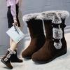 Buty śniegowe z futra królika Wedge Heel Belt Buckle High-top Damskie bawełniane buty