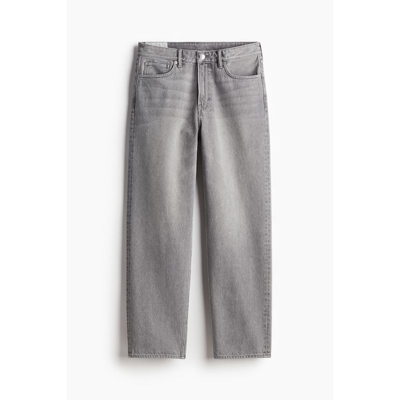 

HM Мужские джинсовые летние брюки с широкими штанинами и средней посадкой, повседневные, без резинки, свободного прямого кроя 0979945 Denim Gray 170/84(33/30)