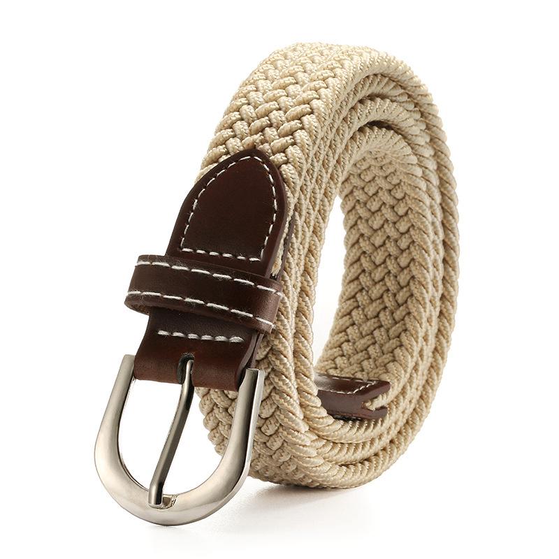 Solid Color Ladies' Elastic Woven Canvas Belt with Pin Buckle