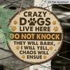 2D Printed Metal Sign In a Vintage Round Shape - Crazy Dog House, Suitable for Both Indoor And Outdoor Use, a Practical Home Decor Metal Sign - Retro
