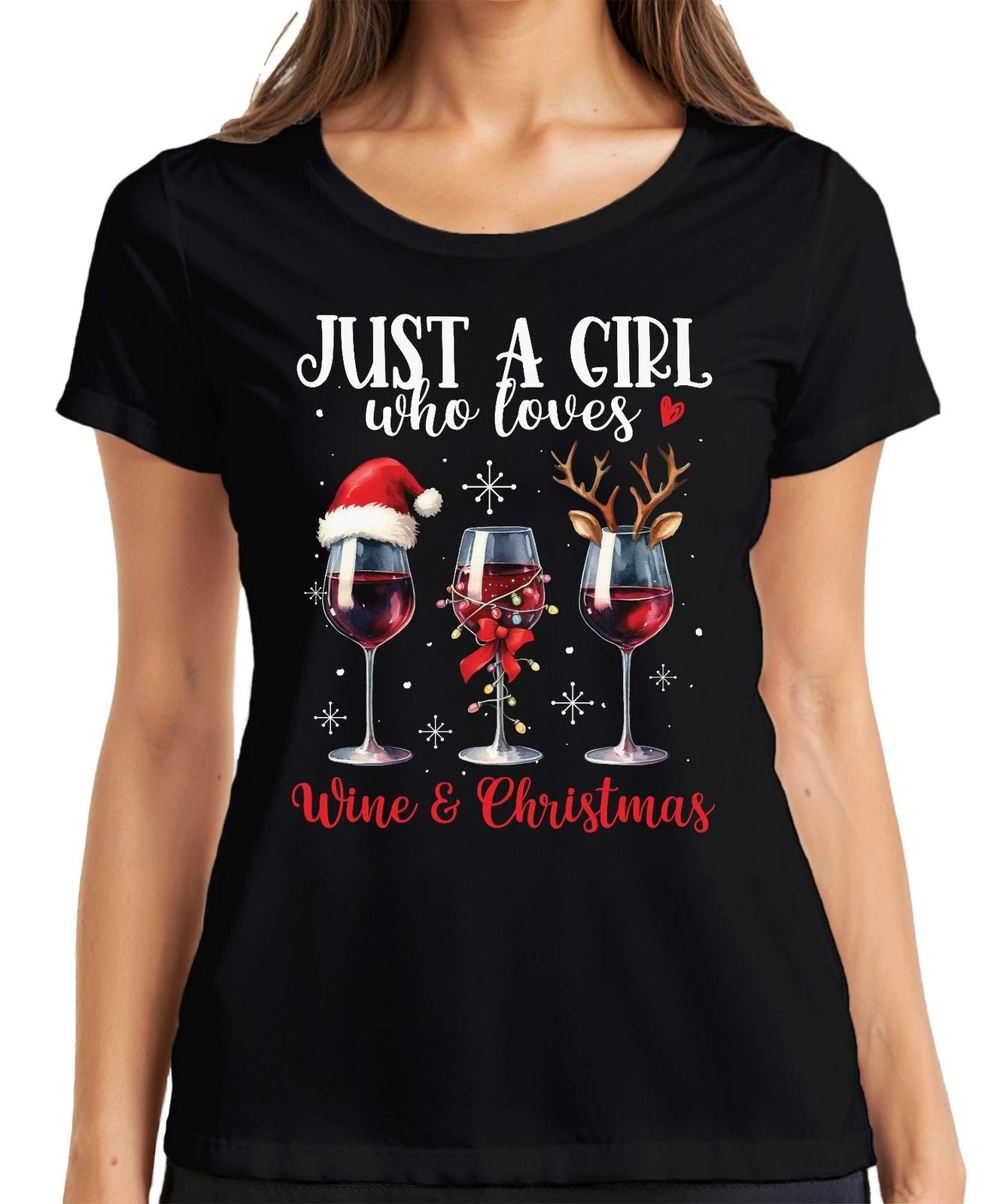 Just A Girl Who Loves Wine & Christmas - Weihnachten Weihnachtsgeschenk Christma M
