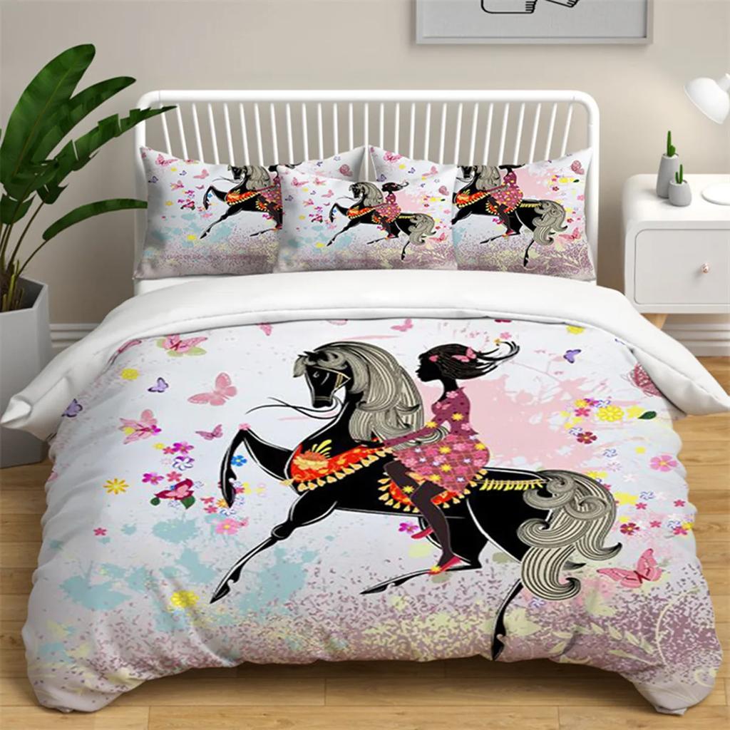 Cartoon Girly Butterfly Duvet Cover Lovely Pink Flower Fairy With Wings Romantic For Children Women Gifts For Bedroom Decoration