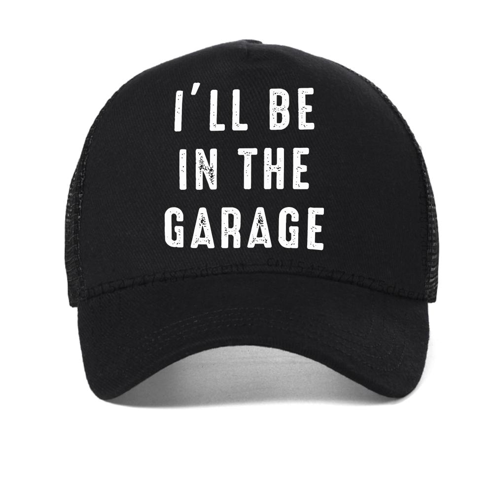 Rustikal I ICH BIN IN DER GARAGE Print Geometrisches Muster Baseballkappe Herren Damen Lässig Netz Truckerhüte verstellbar Snapback Hüte