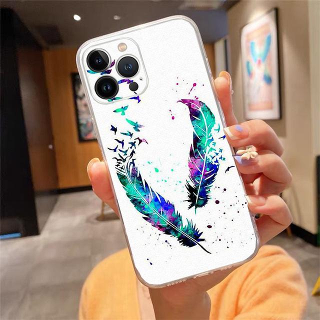 

Чехол для телефона для Iphone 14 13 12 11 Pro Max Xs Max Xr X 12mini 14 Plus Se чехол с перьями Funda Capa Cell iPhone 13Pro