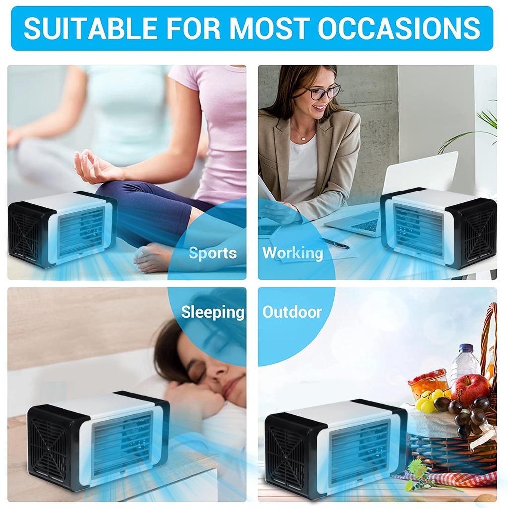 Aer Condiționat Mini Portabil Răcitor de Aer de Uz Casnic Multifuncțional USB Ventilator de Birou cu Aer Condiționat cu 2 Pachete de Cristal de Gheață