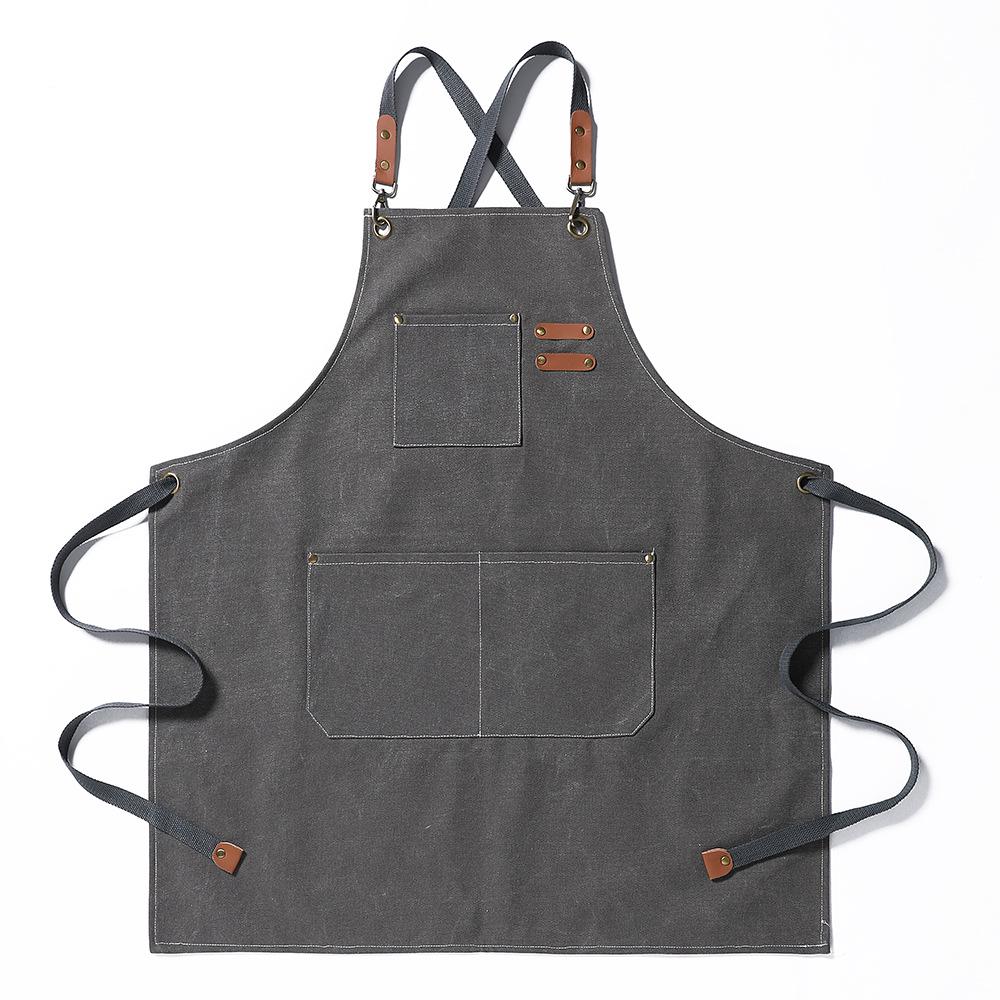 Oil-Proof Cotton Canvas Denim Apron for Kitchen, Coffee Shop, & Gardening