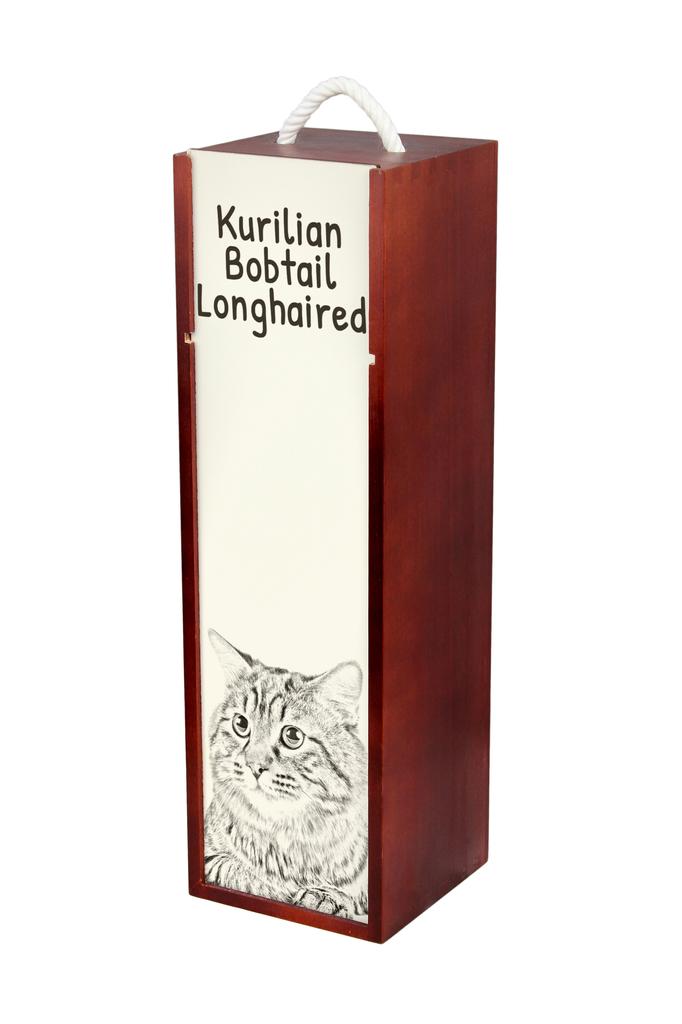 Kurilský bobtail dlouhosrstý - vinná krabička s kočkou, krabička na alkohol s grafikou, personalizovaná dárková krabička od značky Art-Dog