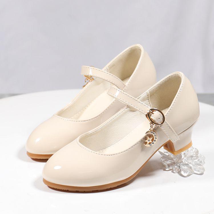 Girls' High Heel Leather Princess Shoes - Crystal Design, Spring/Autumn, Children's Performance Footwear, New Korean Style