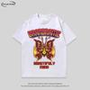 Oversized Cotton Tee With Butterfly Flame Print Unisex Streetwear Loose Fit Short Sleeve T-Shirt