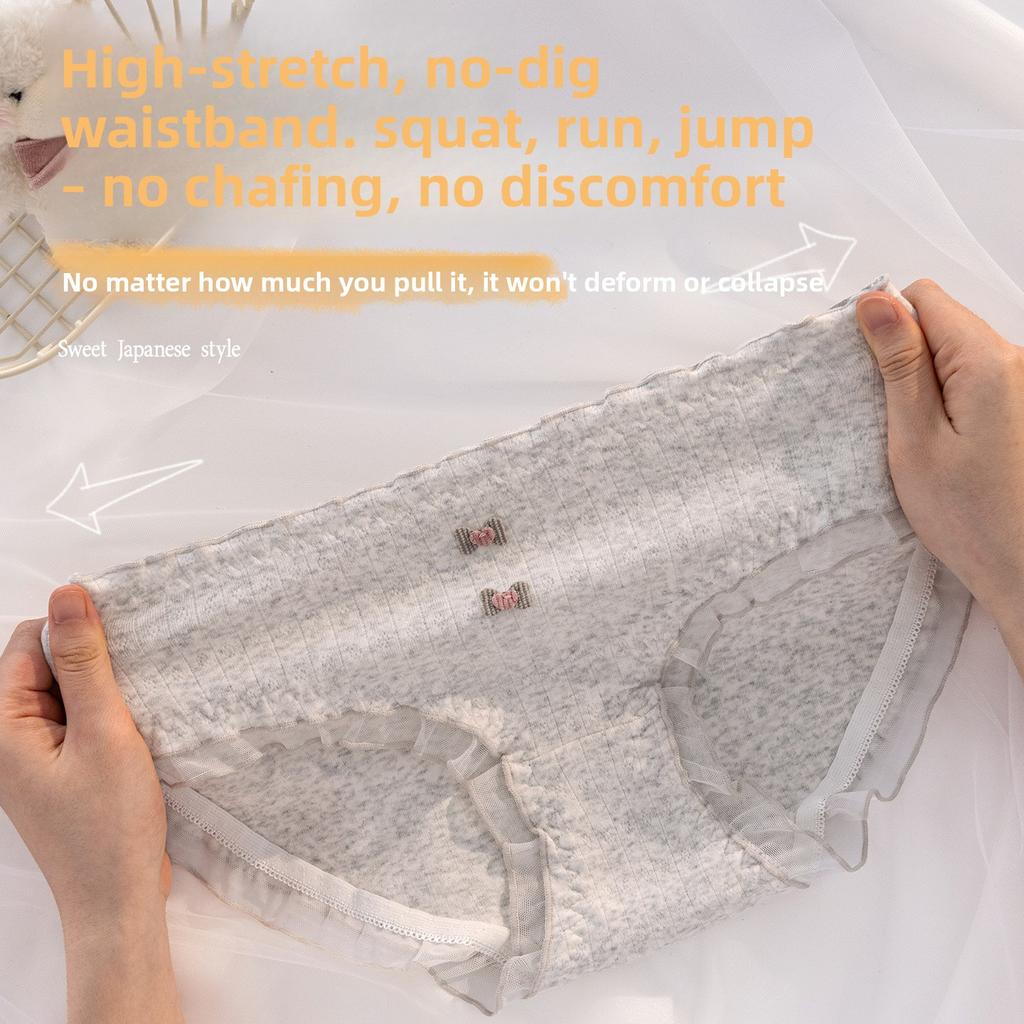 Ladies New Cotton Lovely Sweet Lace 10A Antibacterial Crotch Triangle Briefs