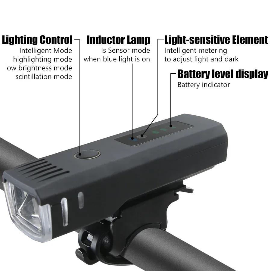 Bicycle Light Front 400Lumen Bike Light 1200mAh Waterproof Flashlight USB Charging MTB Road Cycling Lamp Accessories