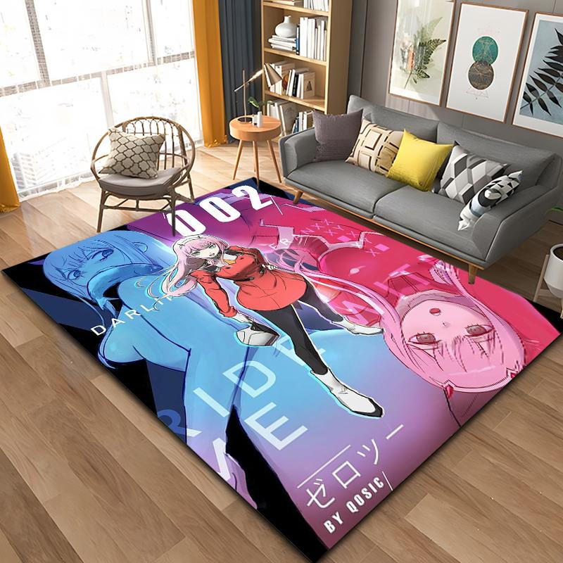 Anime Zero-Two DARLING In The FRANXX Area Rug,Carpet Rug for Living Room Bedroom Sofa Doormat Decoration, Kid Non-slip Floor Mat