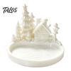 Christmas Jewelry Tray Winter Village Tray, 3D Printed Snow House Pine Tree Decorative Dish, Wonderland Desk Decor Mini Desktop Organizer for Key Ring