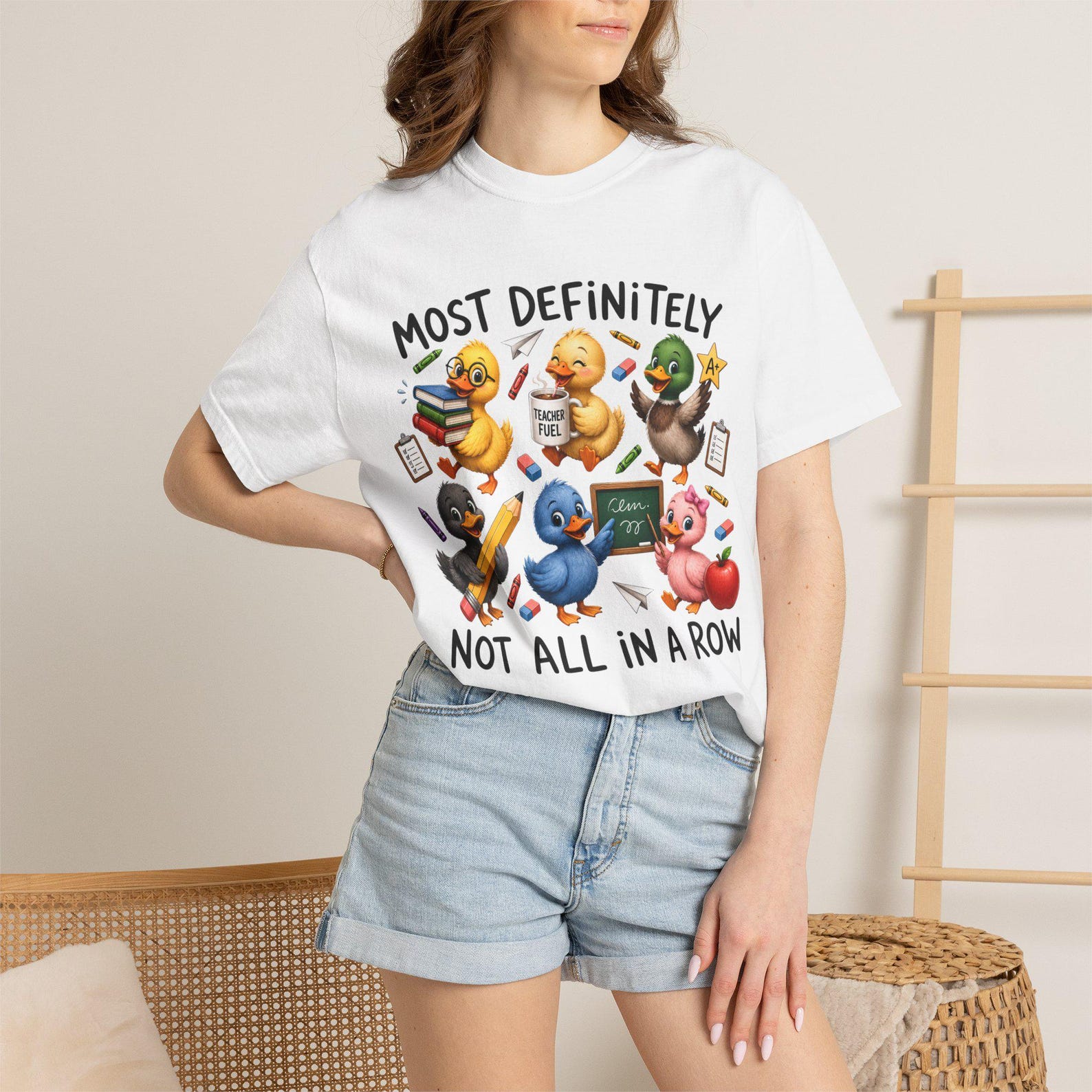 Teacher Ducks Shirt: Most Definitely Not All In A Row – Garment-Dyed Tee 3XL