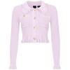 Commute Doll Collar Short Ruffle Hem Cardigan Sweater Women Tops Pink 103160A1Q3-N78