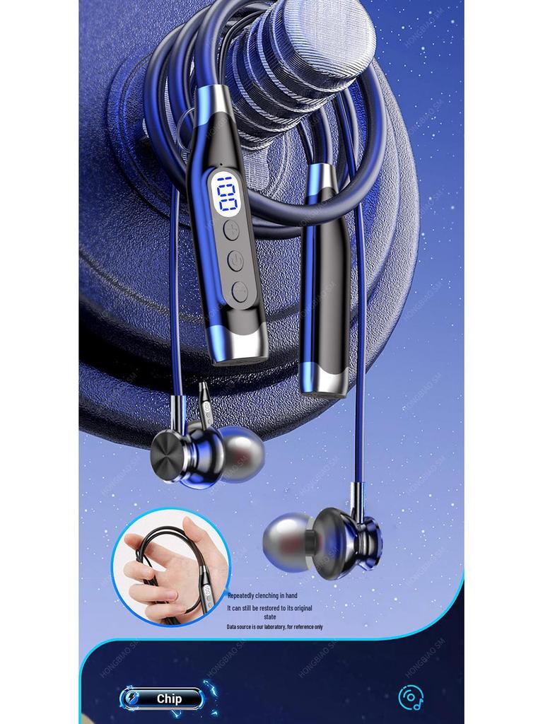 Bluetooth Sports Neckband Headset with Digital Display, Noise Cancelling, and Long Standby for Apple, Huawei, Xiaomi Devices.
