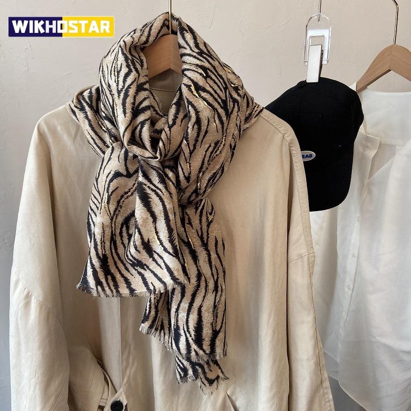 2026 Fashion Women Leopard Floral Fringe Viscose Shawl Scarf Lady High Quality Print Soft Pashmina Stole Muslim Hijab 180*90Cm
