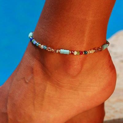 Fußkette Kristallperle Strand Fußkettchen Fußkettchen Armband Mode Persönlichkeit Boho handgemachte Frauen Schmuck