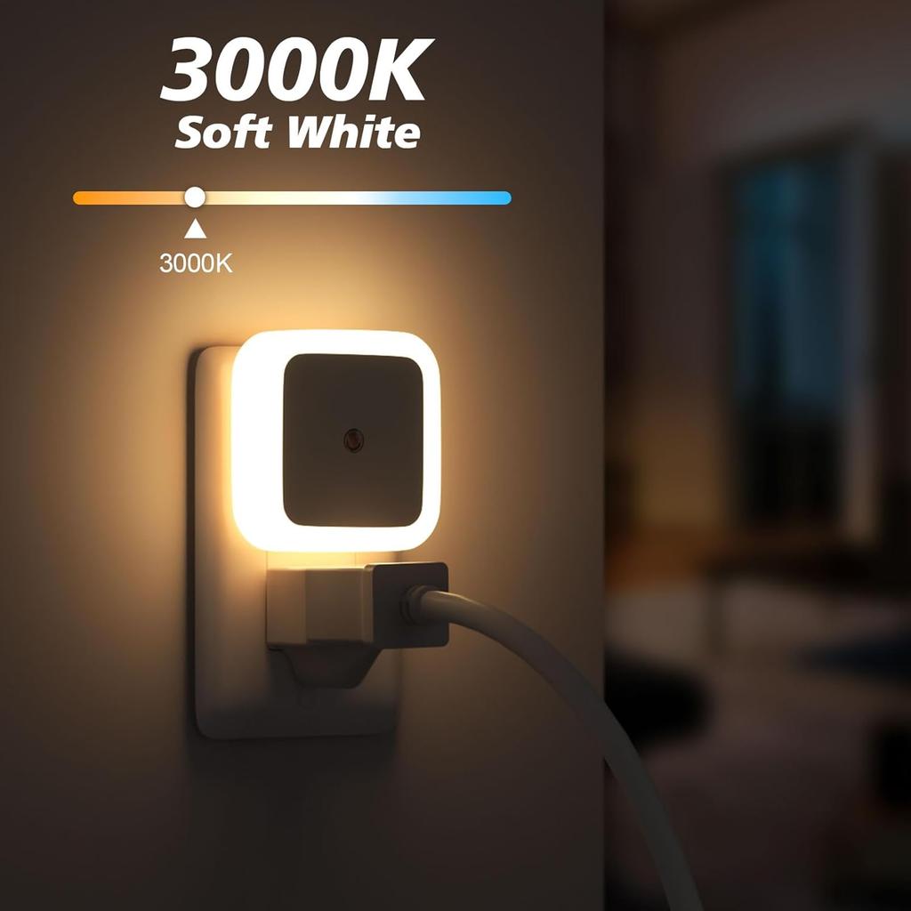 8 LED Wall Plug Night Light Warm White Light Decor Bedroom Bathroom Corridor Home Indoor Lighting Living Room Lamp Decoration