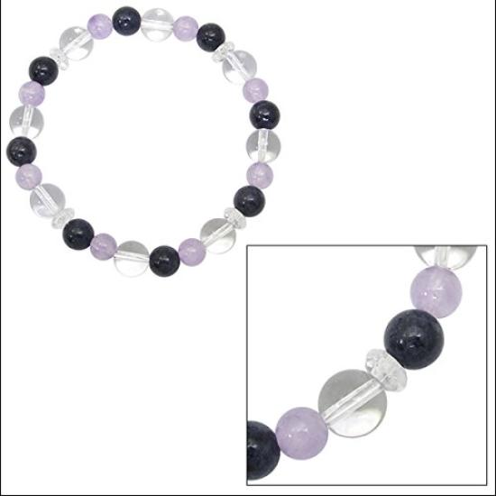 Shinjuku Ginnokura Love Bond Calm Blue Lavender September Birthstone Sapphire Lavender Amethyst Crystal Bracelet Length 17cm Approx. (Ladies M)