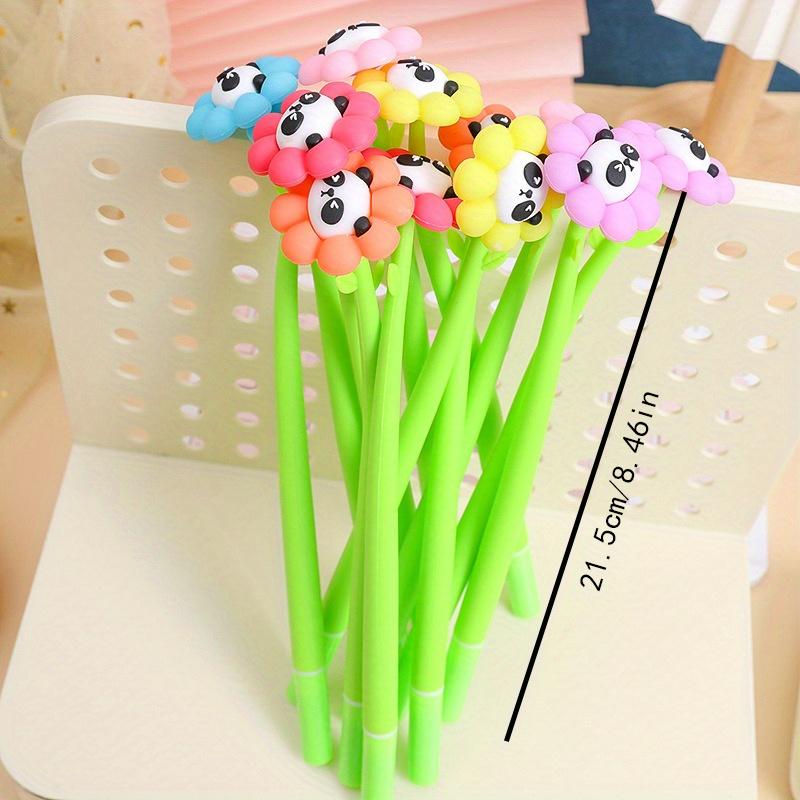 10pcs Panda Flower Shaking Neutral Pen Black Signature Pen Cartoon Creative Student Water Pen Stationery