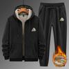 Winter Plus Velvet Thick Suit Men's Lamb Fleece Hooded Sweatshirt Cotton Pants Leisure Sports Warm Suit