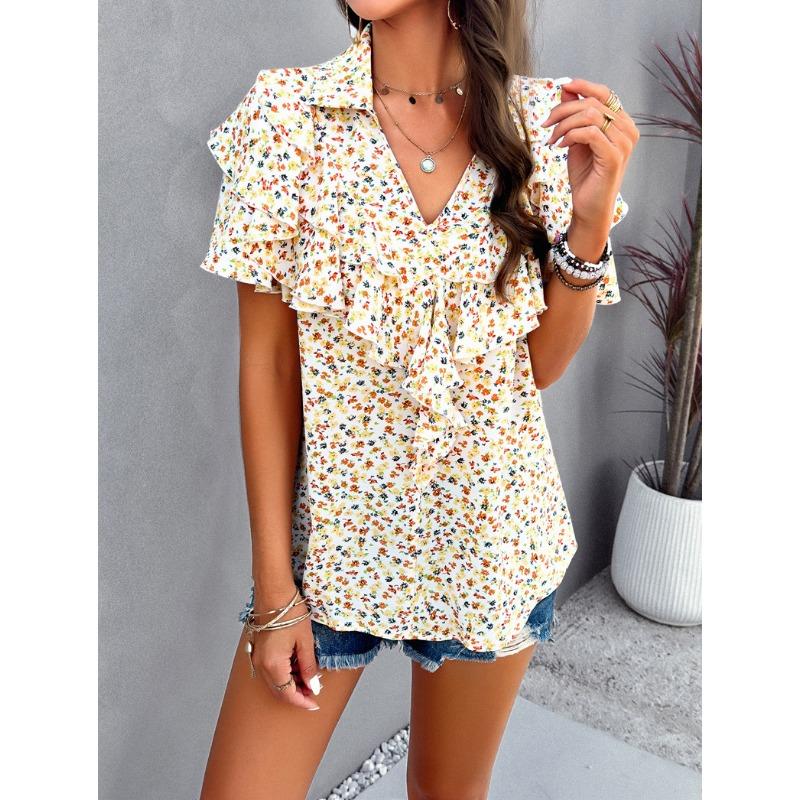 Women Elegant Summer Style Printed Short Sleeved T-shirt