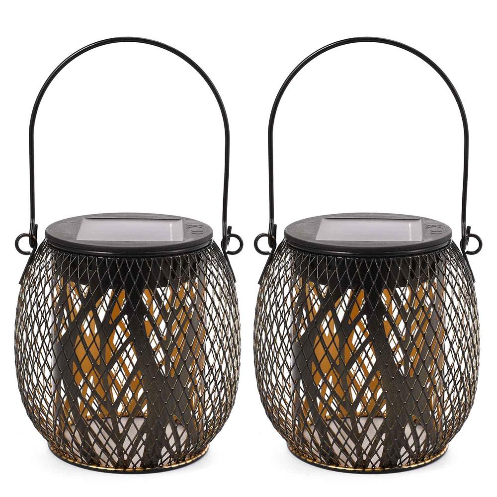 

TY-HD01 2PCS Garden Solar LED Lights Hollow-Out Lamps Hanging Projection Iron Lights Leaf