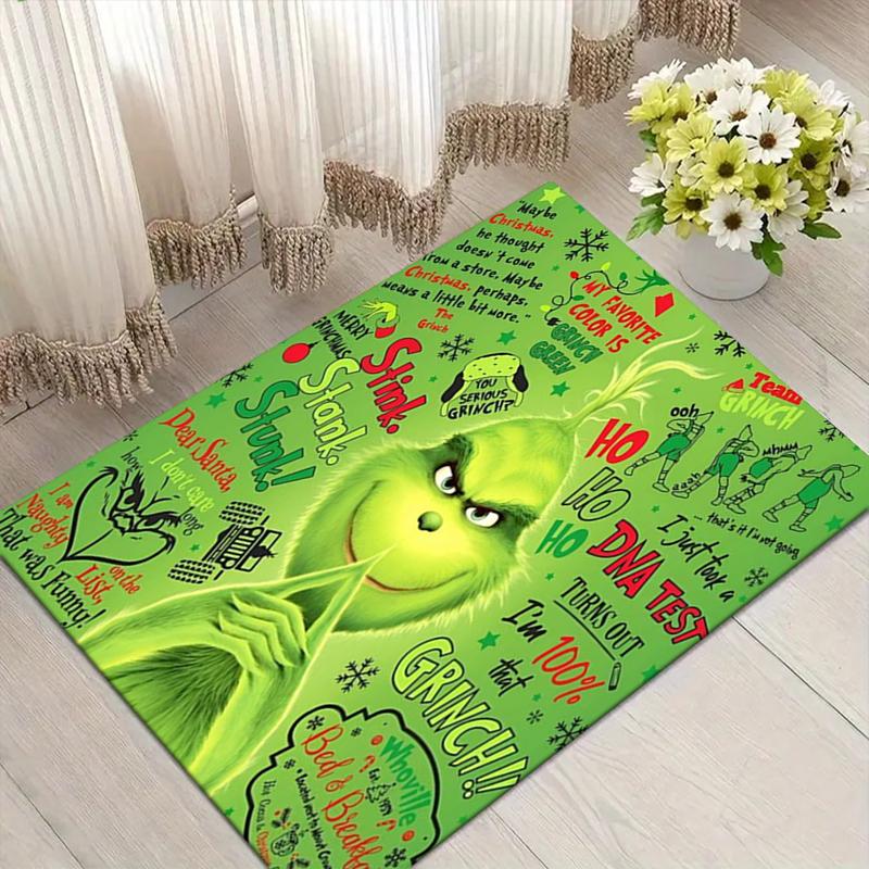 Tappeto in Velluto di Cristallo Stile Umoristico Grinch, Morbido Tappeto Antiscivolo in Velluto di Cristallo per Soggiorno Camera da Letto Decorazione Casa