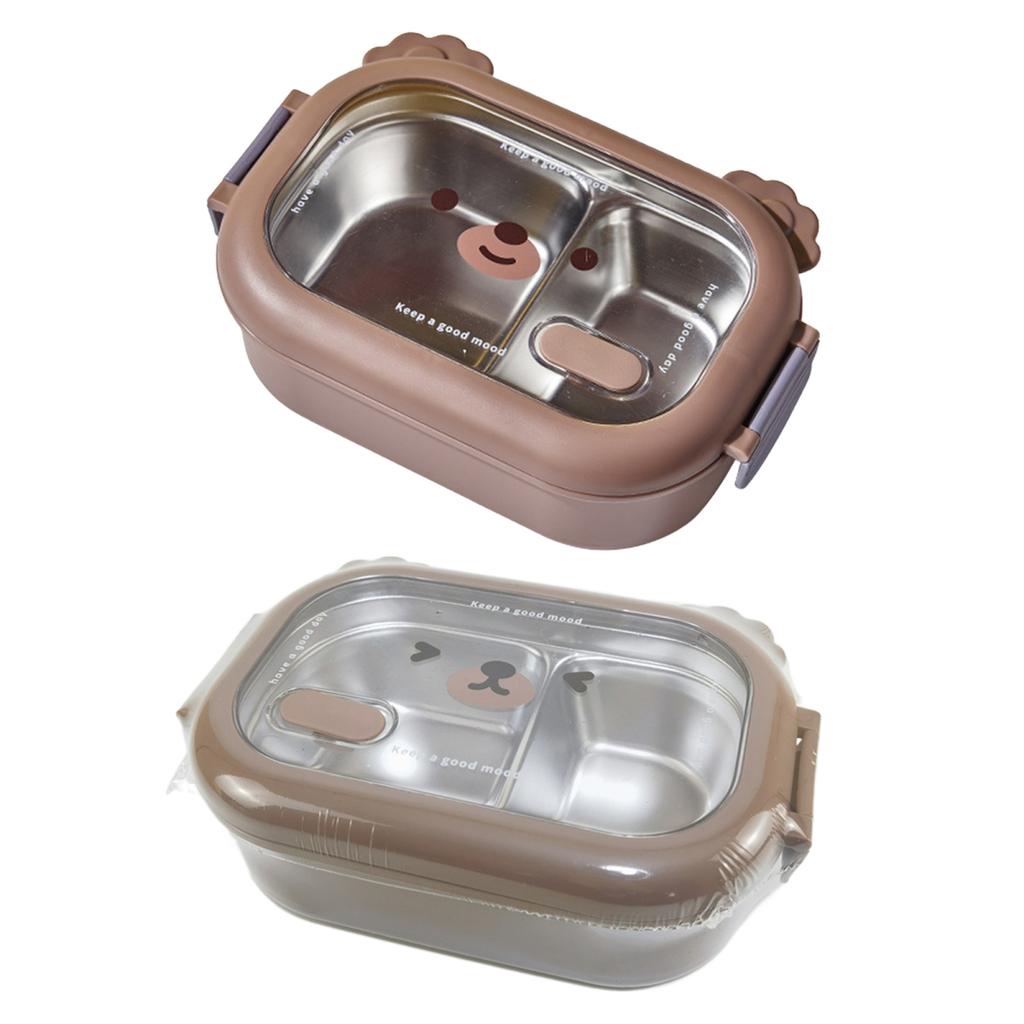 Children Bento Box Reusable Food-Grade Large Capacity Compartment Box Water Fillable Thermal Stainless Steel Insulated