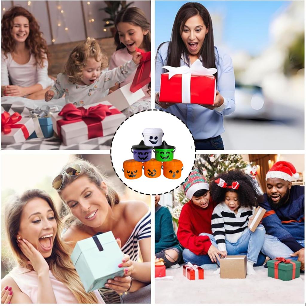 Spooky Bucket Figurines , Halloween Bucket , Small Halloween Buckets , Candy Bowl , Plastic Buckets With Handles