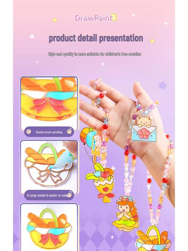 Children's DIY Crystal Glue Painting Castle & Pendant Graffiti Kit