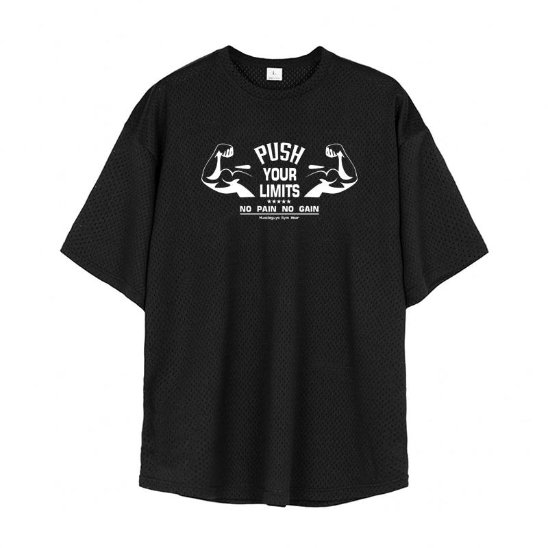 

Oversized Loose Mesh Quick-Dry Short-Sleeved Sportswear Gym Bodybuilding Fitness Running Shirts Men s Workout Training T-Shirts XXXXXL чёрный