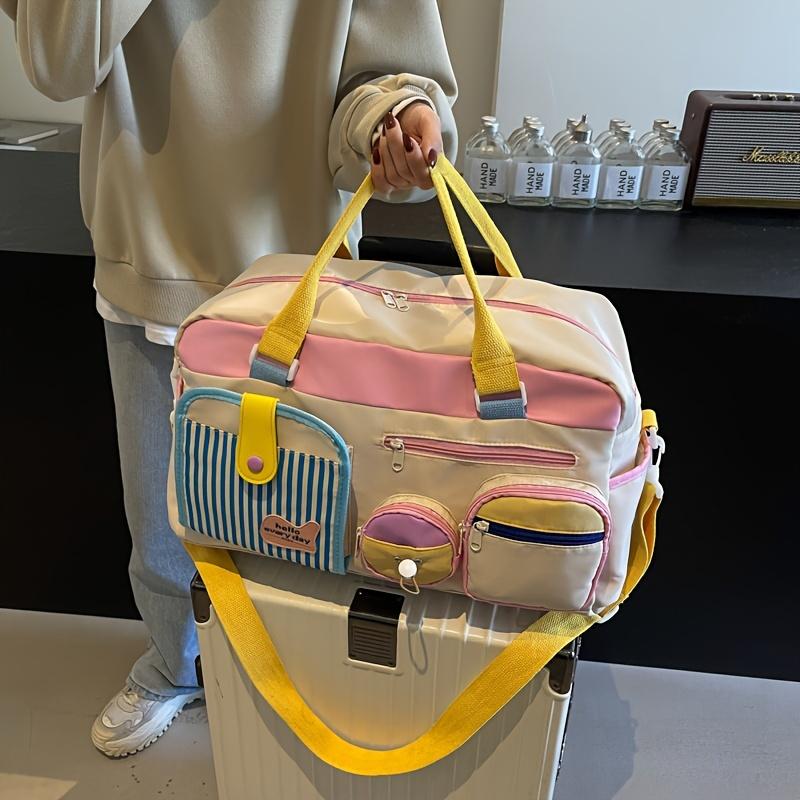 

Lightweight Durable Canvas Travel Duffle Bag for Women - Stylish White Gym & Weekend Bag with Multiple Compartments, Adjustable Shoulder Straps