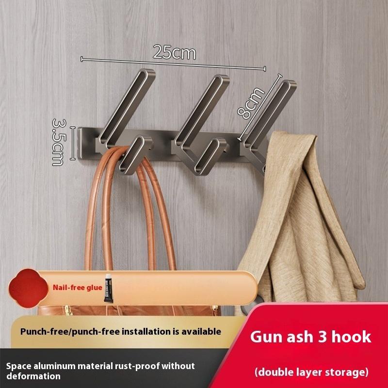 

Wall-mounted no drill hook wall hook clothes hook bathroom toilet space aluminum on the wall door hanger bathroom Accessories