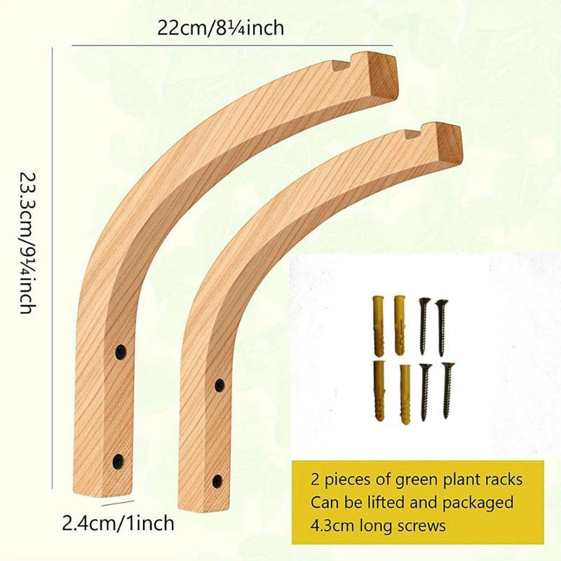 Minimalist Natural Wood Wall Plant Hanger Heavy Duty Hanging Flower Pot Hook for Modern Home Office Wall Decor