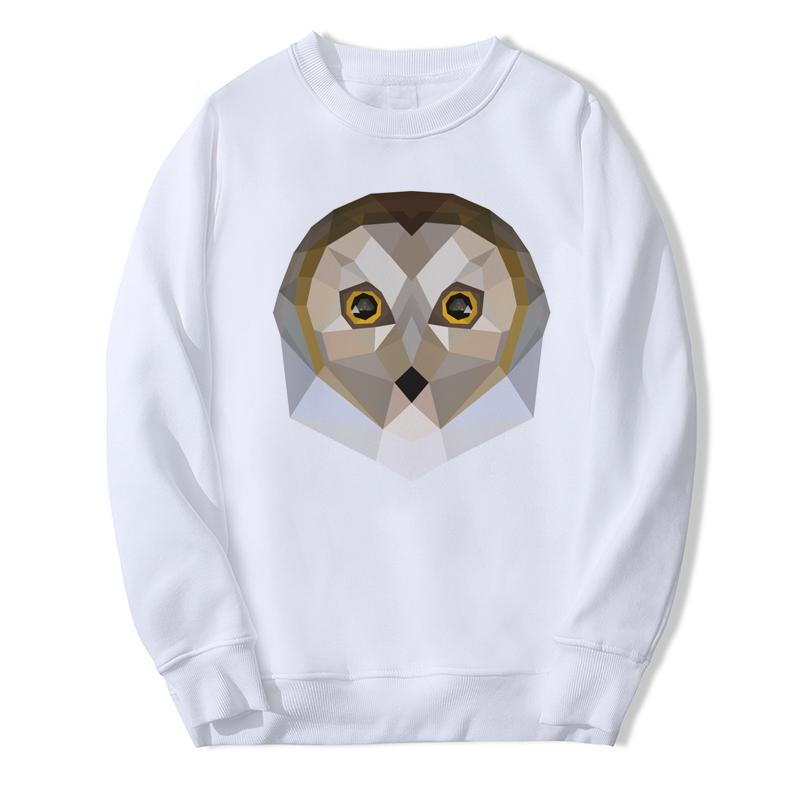 

Свитер Harajuku Толстовка с круглым вырезом Низкополигональная с принтом совы Модный свободный белый топ большого размера Xs-5XL
