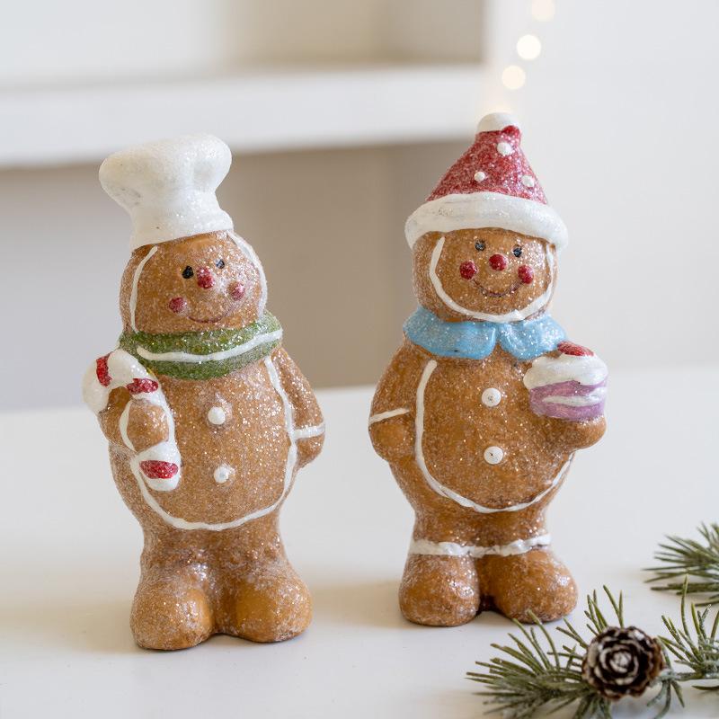 Cute Gingerbread Figurine Resin Crafts Christmas Decorations Desktop Atmosphere Ornaments Holiday Gift Arrangements Props