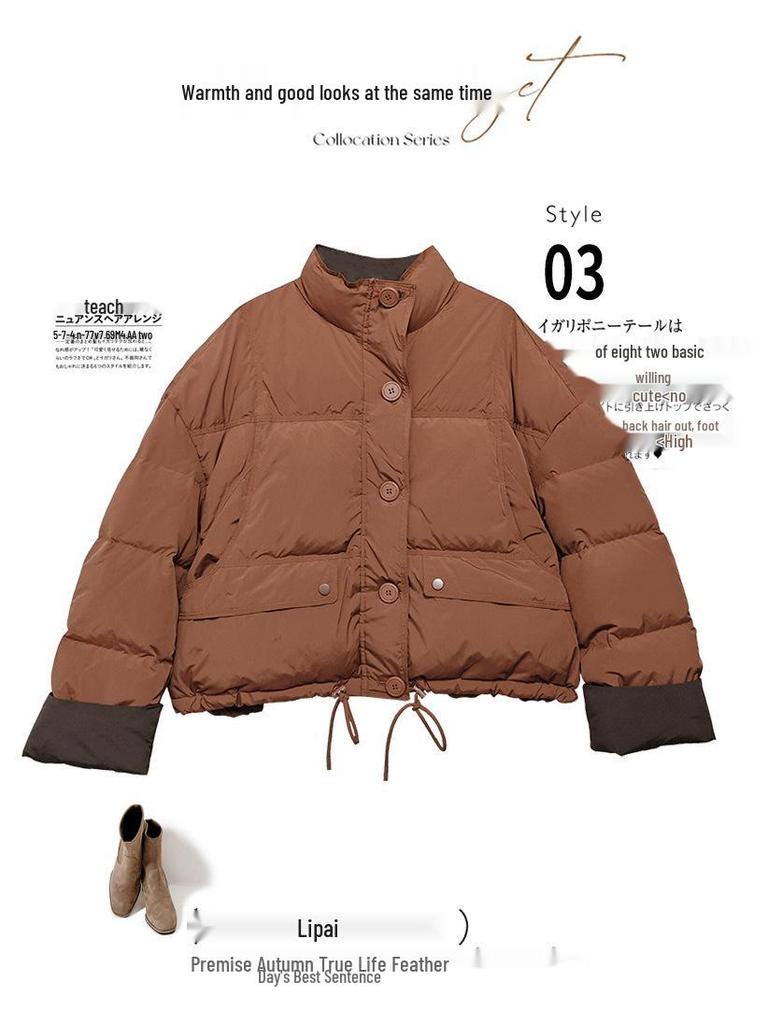 Women's 2024 New Style Thickened Down Jacket - Short, Loose, Petite Fit, White Duck Down, Warm Mom Fashion Coat