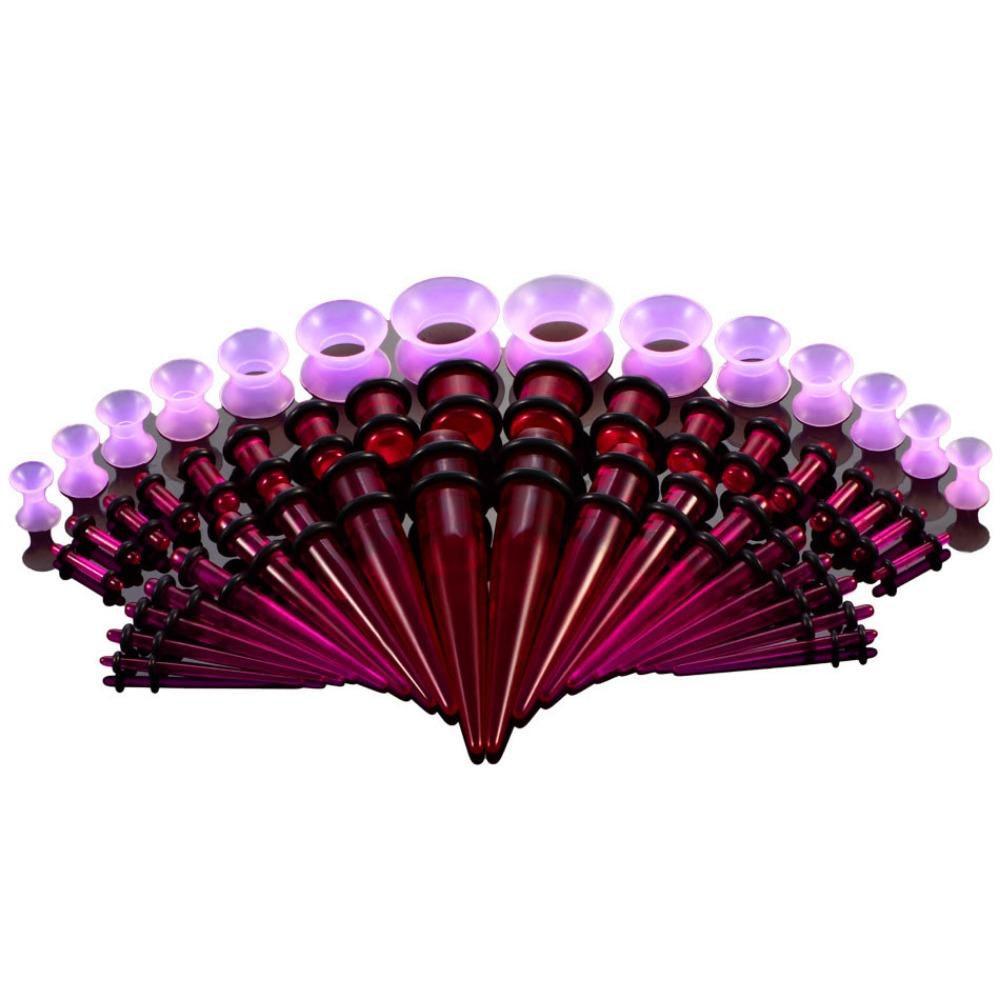 50Pcs Acrylic Ear Gauge Kit 14G-00G Ear Taper Ear Dilation Ear Stretching Kit Unisex